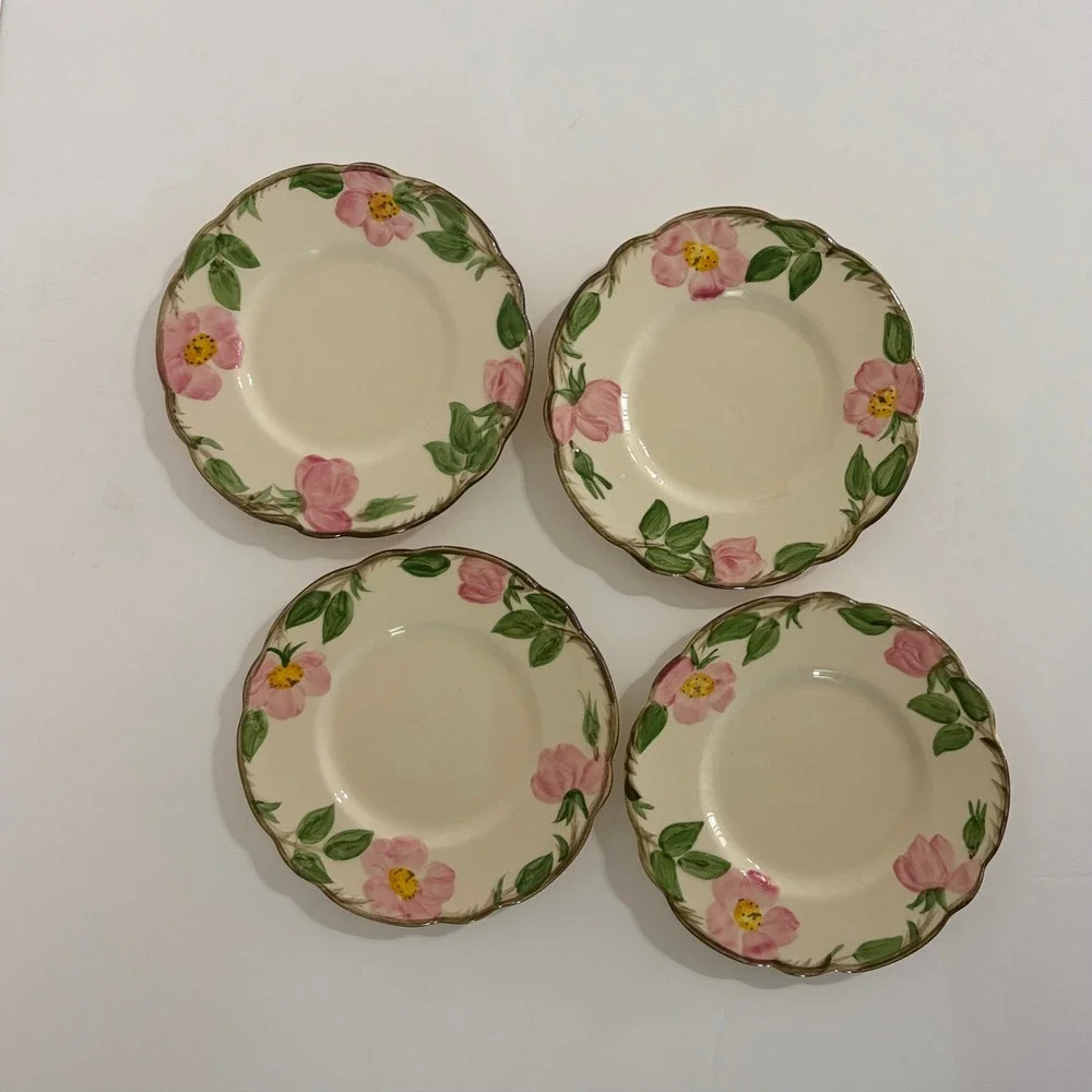 Vintage FRANCISCAN Desert Rose Set‎ of 4 Bread Butter Plates USA Made 6 3/8